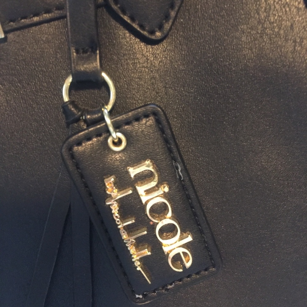 Nicole Miller black hand bag with straps - Picture 3 of 9